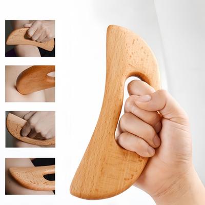 Gua Sha en Bois en Forme de Lune pour Personnes Paresseuses Masseur Lymphatique pour Relaxation Complète du Corps Libération Musculaire du Cou Bois de Hêtre Naturel