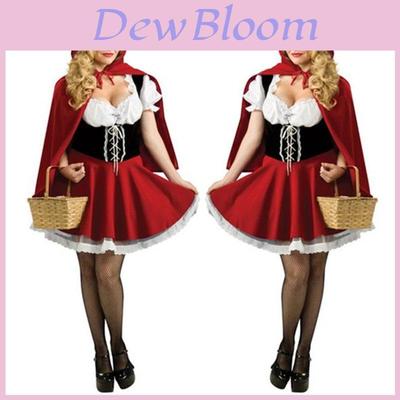 Enchanting Womens Little Red Riding Hood Costume Featuring Puff Sleeves And A-line Design