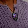 Dark Red Rose Exquisite Pattern Glass Pendant Necklace