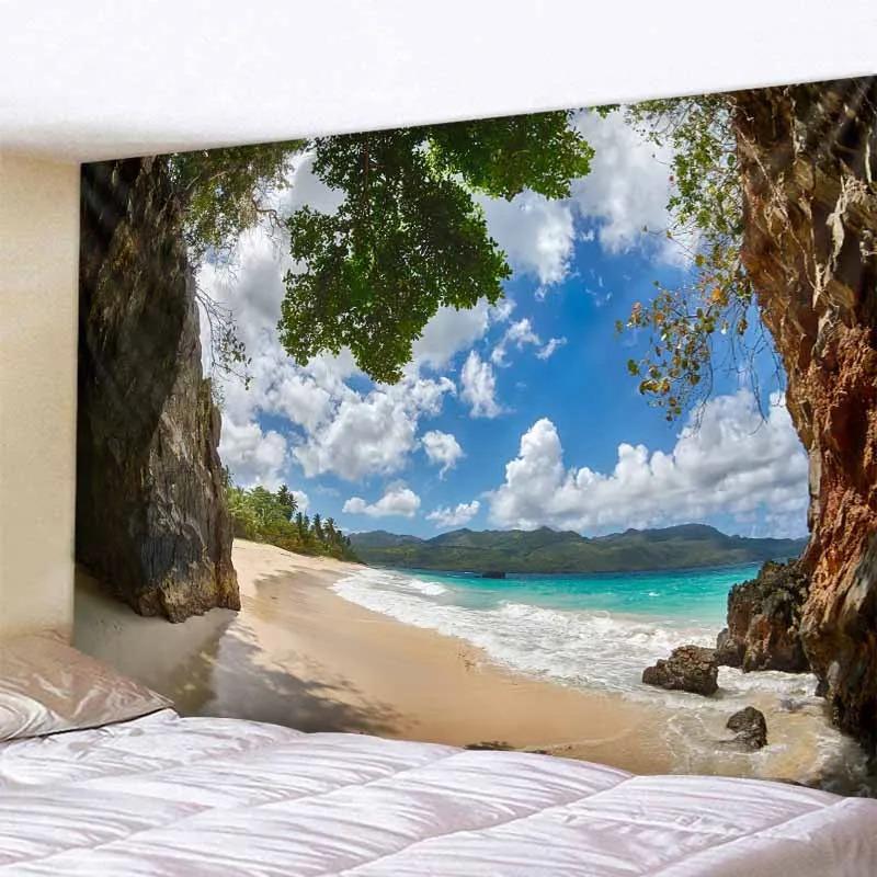 Böhmische Wandteppich Nordischer Tropischer Strand Wandteppich Mandala Wandbehang Hippie Schlafzimmer Dekor Psychedelischer Wandteppich