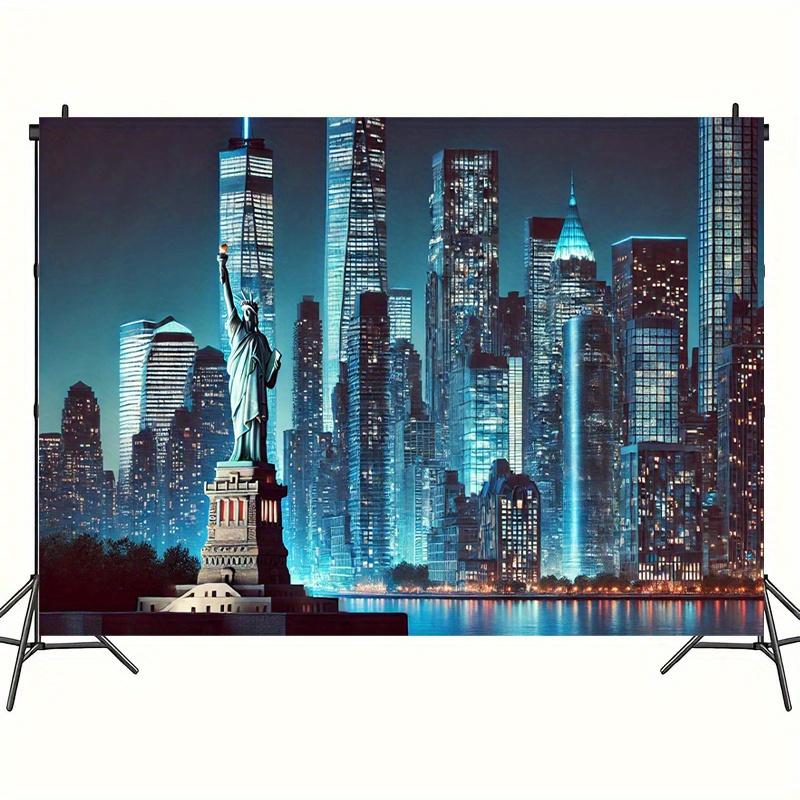 1 Night Sky Line View Statue of Liberty Background Banner Suitable for Birthdays Parties Multiple Sizes To Choose from