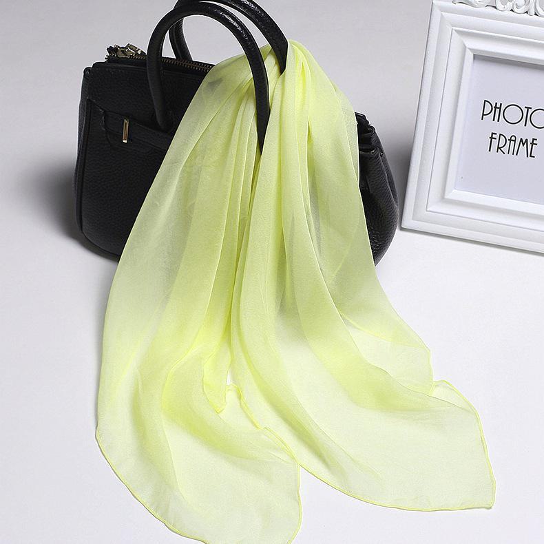 

Однотонный небольшой шелковистый шифоновый квадратный шарф - Travel Fashion All-Match Neck and Gauze Scarf Square scarf 90*90 флуоресцентный желтый