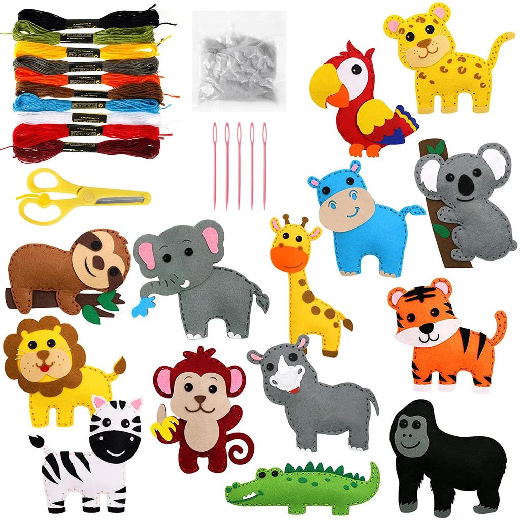 Non-Toxic Kids Diy Craft Animals Craft Kit Educational Toys For Children Creative Handwork Arts Crafts Toys Montessori Gift Sewing Felt