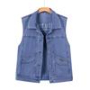 Fashionable Versatile Embroidered Washed Denim Vest for Women, New Spring/Summer Style, Loose Sleeveless Jacket, Casual Thin Outerwear