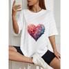 White Oversized T Shirt With Colorful Heart Print For Casual Wear