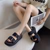 Footwear Beach Women's Shoes Wedge with Platform Waterproof Sandals for Woman Beige Summer 2024 Medium Heels Buckles Trend H Vip