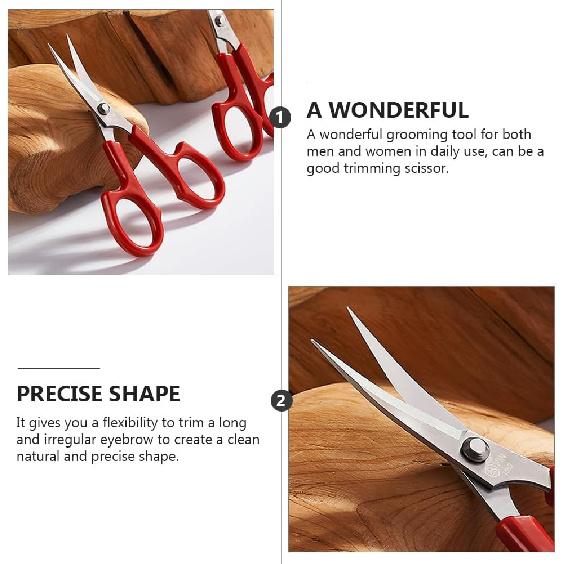 2pcs Stainless Steel Grooming Scissors - Women Eyebrow Trimmer & Mustache/Nose Hair Clipper | Portable Nail Trimming Tool for Home, Salon & Makeup