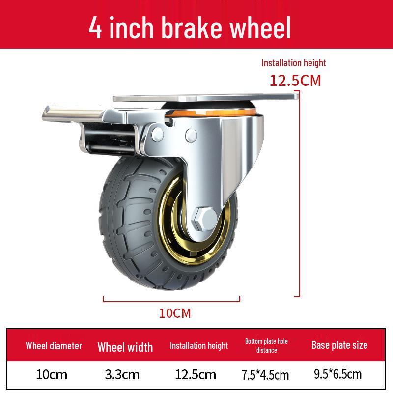 3-Inch Heavy Duty Swivel Wheel Hand Truck with Brake and Silent Rubber Casters