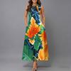 Plus Size Women Sleeveless Crew Neck Dress Beautiful Flower Printed Loose Long Dress For Summer Street Wear