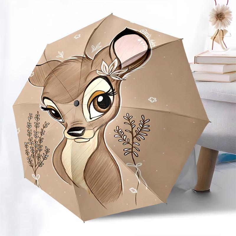 Deer, Illustration Themed Automatic Opening and Closing Umbrella, Brightly Colored 8-rib Portable Umbrella, Suitable for Men and Women, A Perfect Gift