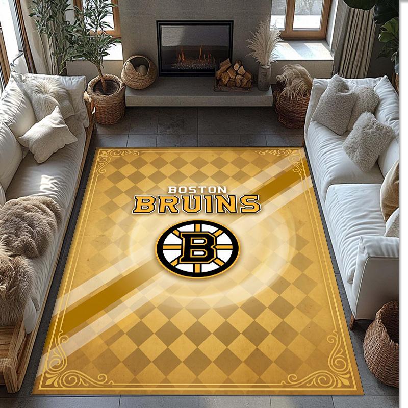 Tappeto in Velluto di Cristallo Boston Bruins Morbido Anti?Tappetino Antiscivolo Comodo per Casa Soggiorno Camera da Letto Tappeto Decorativo