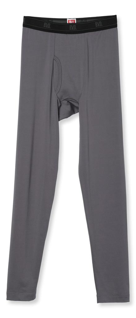 BVD Instant Warm Long Soft Charcoal Gray Men's Fleece-Lined Leggings, Leggings, Warm, Moisture-Wicking, Stretch, Anti-Static, Touch,
