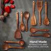 KEMORELA 10PCS Natural Wooden Spoon Set Cooking Utensils for Salad Soup Noodles Kitchen Utensil Kit with Spoons Ladles