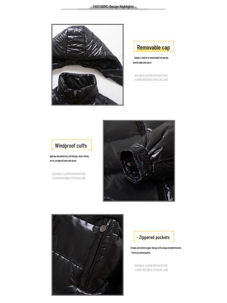 Pánská lesklá zimní bavlněná bunda – S kapucí, stylová a zateplená svrchní oděv