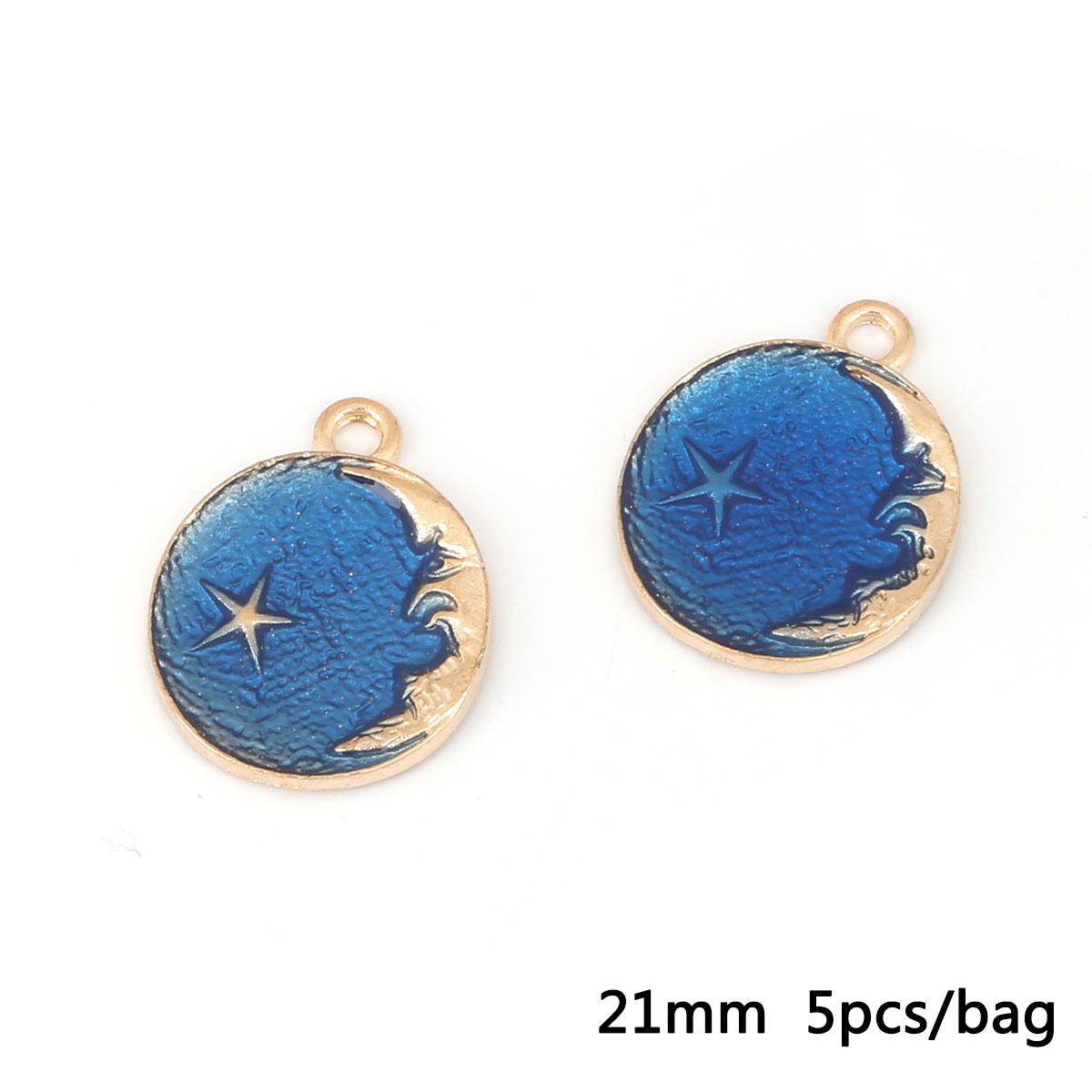 

5/10 шт./пакет, капающий сплав, звезда, луна, планета, кулон в форме браслета «сделай сам», ожерелье, аксессуары для изготовления ювелирных изделий 21mm 5pcs/bag