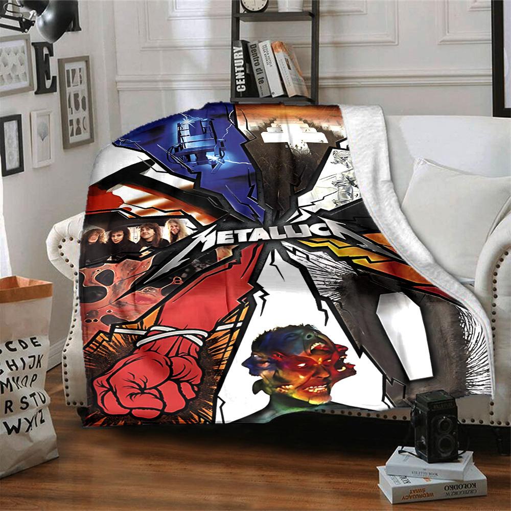 1pc Metallica Poster Artwork Blanket Soft All Season Throw with Vibrant Design, Perfect for Home, Travel, and Gifts, Ideal for Naps and Camping