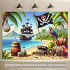 Pirate Treasure Island Tapestry | Tropical Beach Ship & Parrot Decor Background