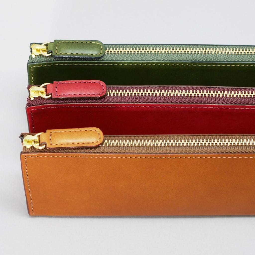 Slip-On Rio Zipper Pen Case L A-IOL-3501 – Italian Leather Pencil Case, Chocolate Brown, Luxury Stationery Holder