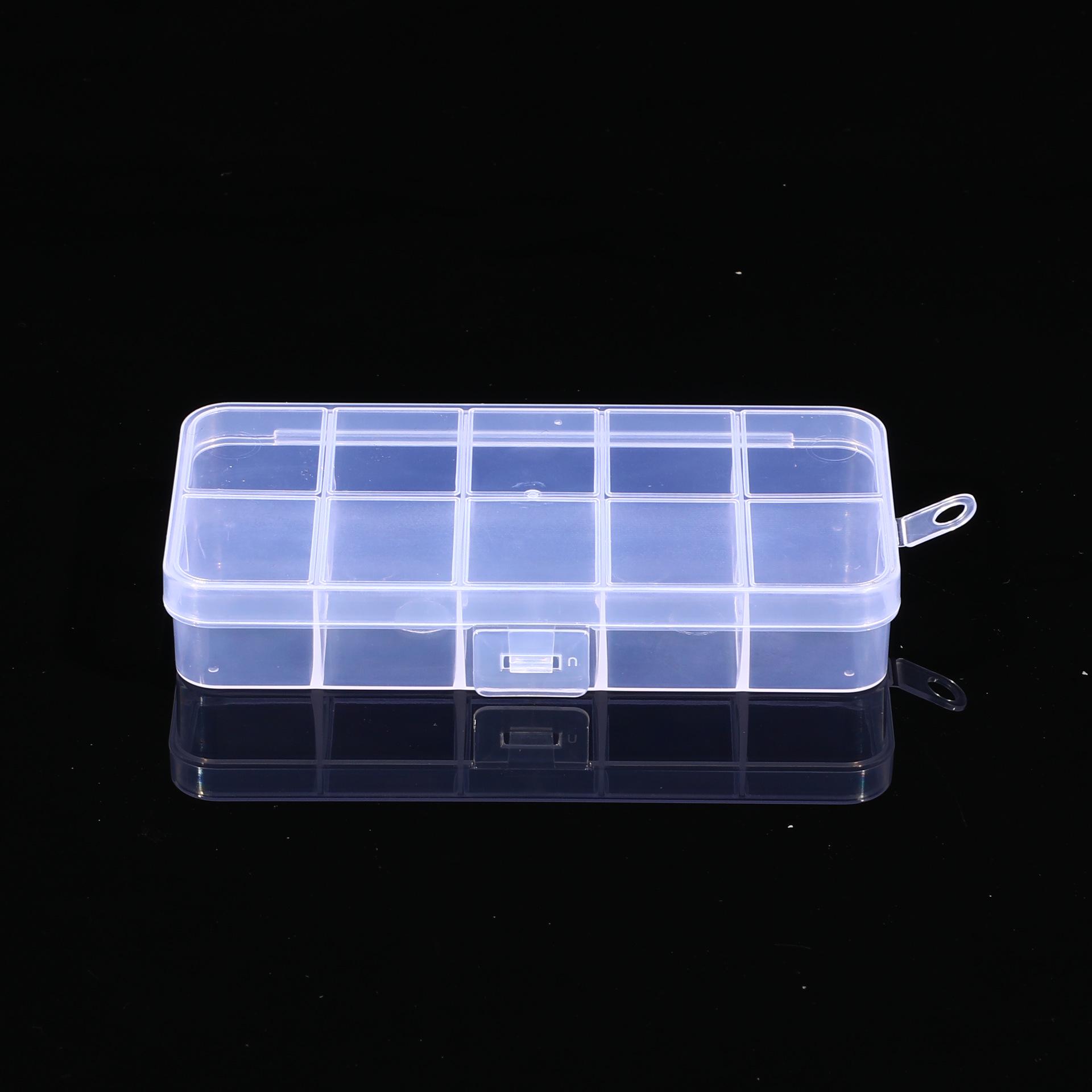 

10-Slot Transparent PP Plastic Storage Box for Jewelry and Fishing Gear - Dustproof Organization Box