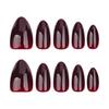 Short Almond Press on Nail,30Pcs Wine Reds Fake Nail in 15 Sizes Glossy False Nail Acrylic Stick on Nail for Women