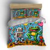 Robot and Frog Dancing Happily Print Bedding Set 1 Duvet Cover 2 Pillowcases for Adult and Children Luxury Gift Full Size