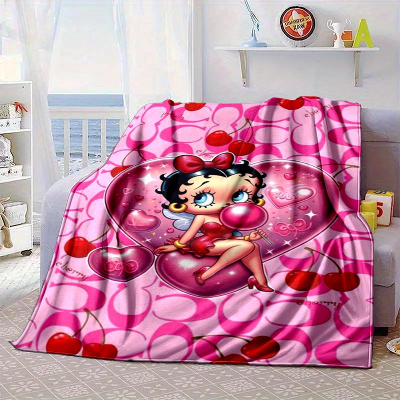laday In Red Dress Blanket Flannel Blanket for bed, sofa, Camping, Hiking, Picnic Essentials, gift for family Fan gifts
