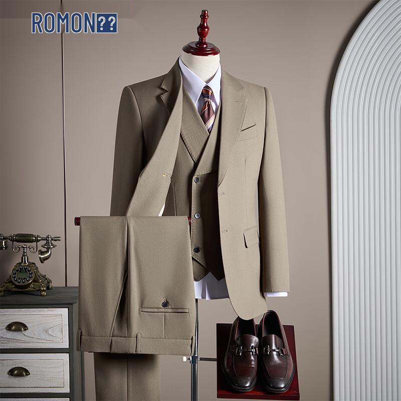 Romon Men s Business Suit Set (Suit + Vest + Trousers) 4XL