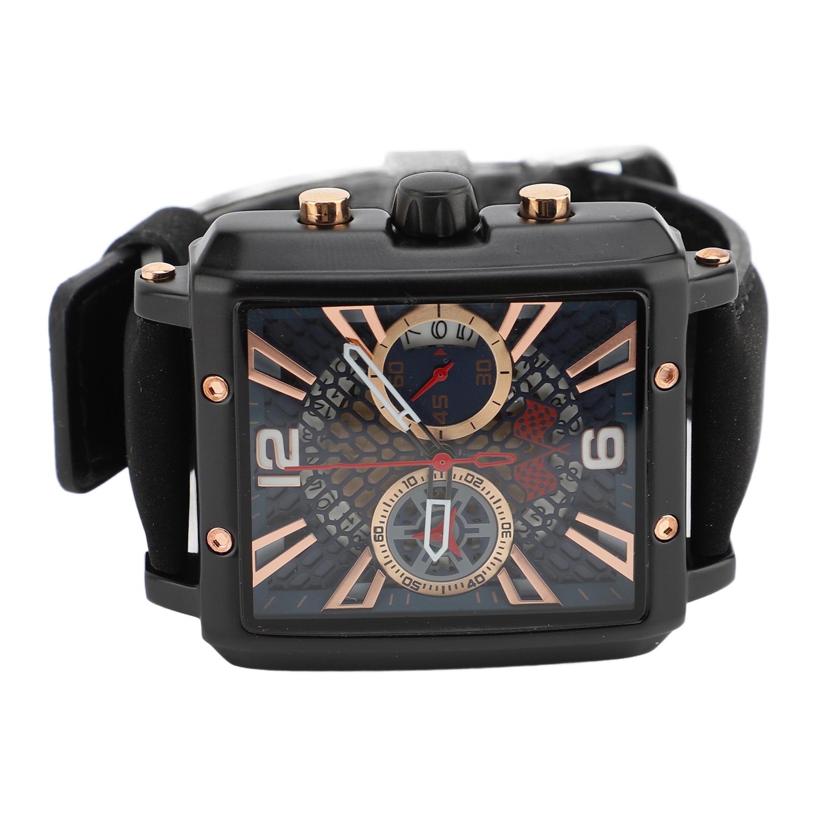 

Analog Quartz Chronograph Watch Rectangular Water Resistant Double Sub Fashion Business Watch for Men