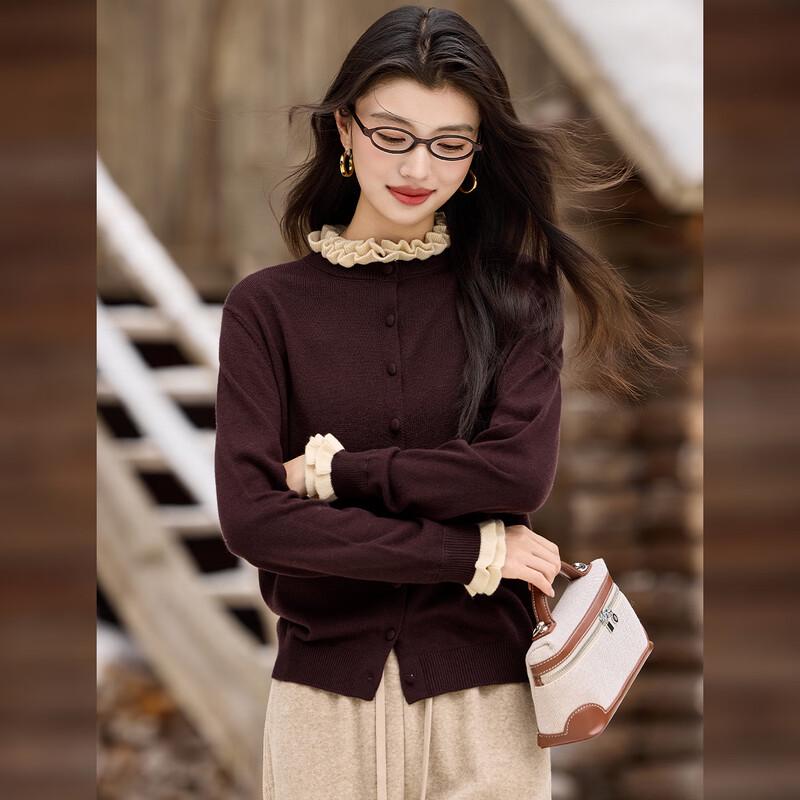 Women's Elegant Ruffle Trim Knitted Sweater