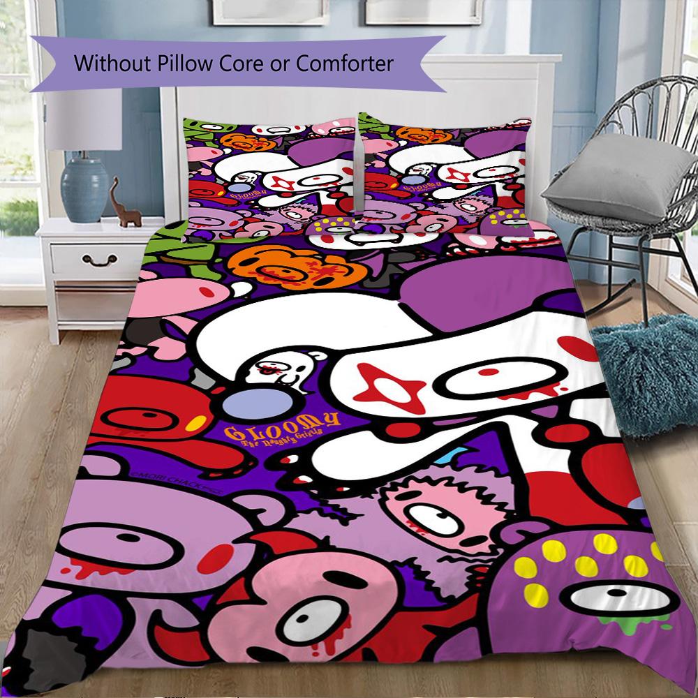 Modern Gloomy Bear Cartoon Pattern Bedding,Quilt Set Quilt Cover Pillowcase Home Birthday Gift (1*duvet Cover+2*pillowcase,without core)XSJT0917512
