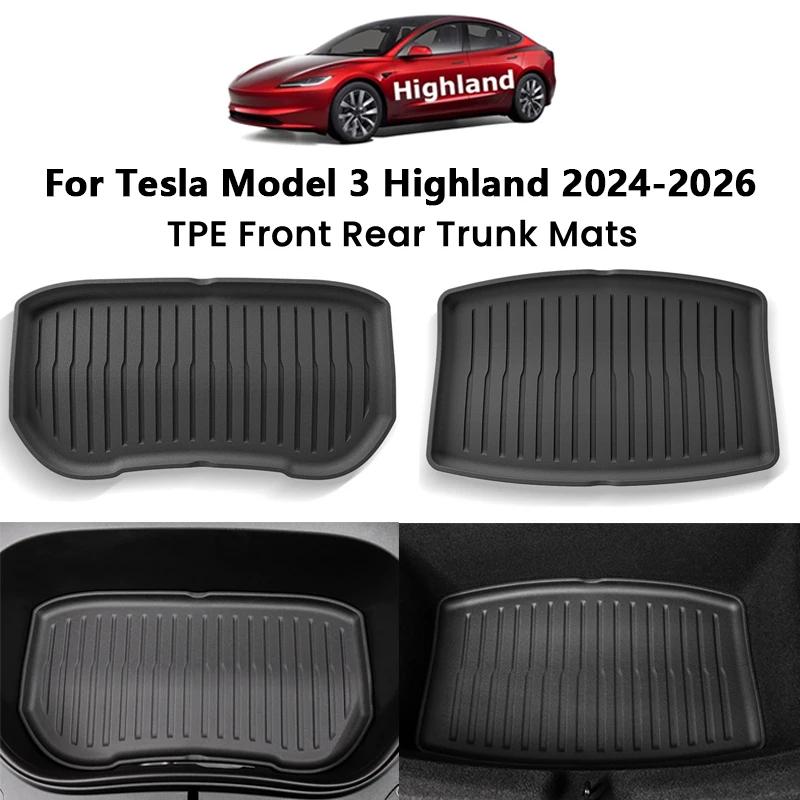 Tapis de coffre avant et arrière en TPE pour Tesla Model 3+ Highland 2024-2026, protection de coffre inférieur, tapis de chargement anti-salissures