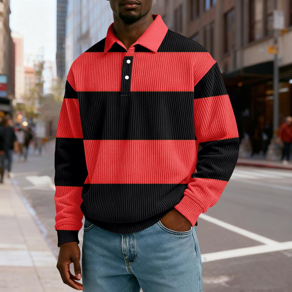 Ανδρικό Casual Χαλαρό, εφαρμοστό Τοπ Κουμπιά, Κολάρο με Κούμπωμα Μακριά Μανίκια