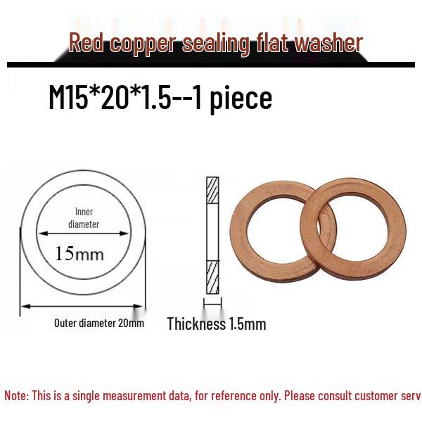 Annealed Red Copper Gasket Washer Pad for Sealing Fastener, M4-M34