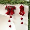 New Year's Decor Christmas Tree Ornaments Red Flocking Bow Wreath Bell Ball Christmas Decorations for Home Party Hanging Decor