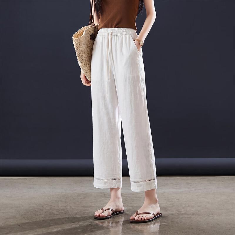 TERRE BLEUE Women s Cropped Wide-Leg Casual Pants XL