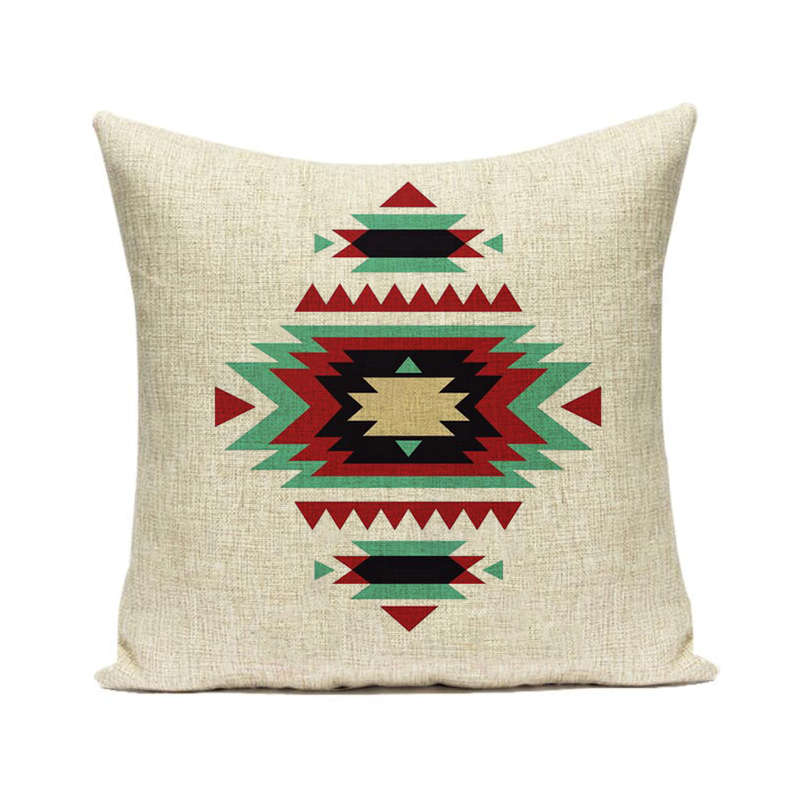 Decorazione Casa Soggiorno Federa in Lino/Cotone Federe per Cuscini Copricuscino con Motivo Geometrico Azteco Boemo