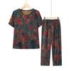 YUZHAOLIN Women's Elderly Summer Floral Print Two-Piece Set