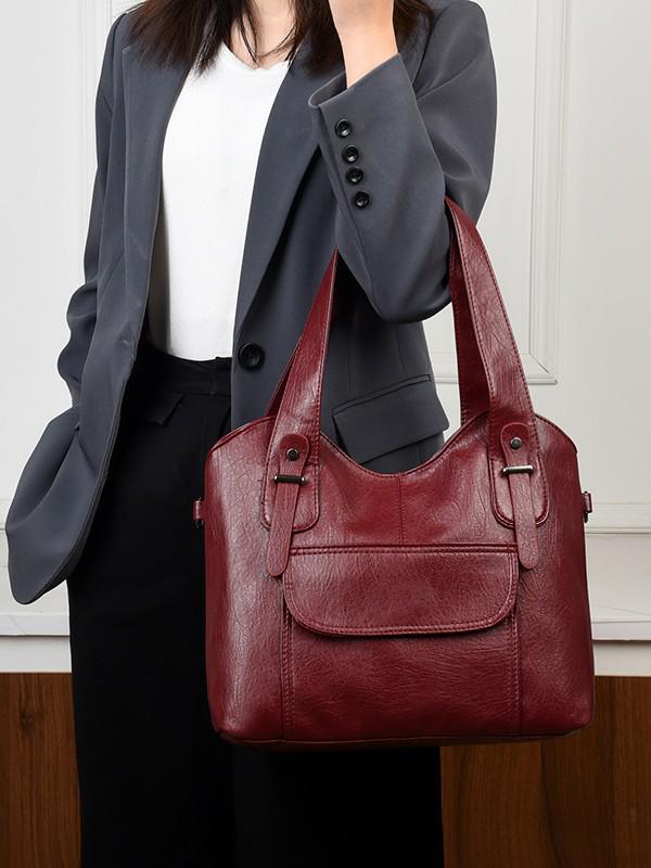 Women's Crossbody Tote - Trendy Soft Leather Large-Capacity Shoulder Bag for Middle-Aged Women