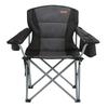 Camping Folding Chair for Adults, Portable Heavy Duty Outdoor Quad Lumbar Back Padded Arm Chairs with Side Pockets, Cup Holder and Cooler Bag for