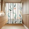 1pc Modern Leaf Print Shower Curtain, Polyester Fabric, Machine Washable, Suitable for Bathroom Decoration