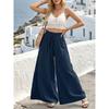Women Loose Wide Leg Pants Elastic Waist Drawstring Trousers Casual Vacation Straight Leg Palazzo Pants
