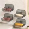 2Pcs Clearly plastic Soap Dish Modern Waterproof Soap Holder Easy Installation Bathroom Essential Shelf Kitchen Friendly