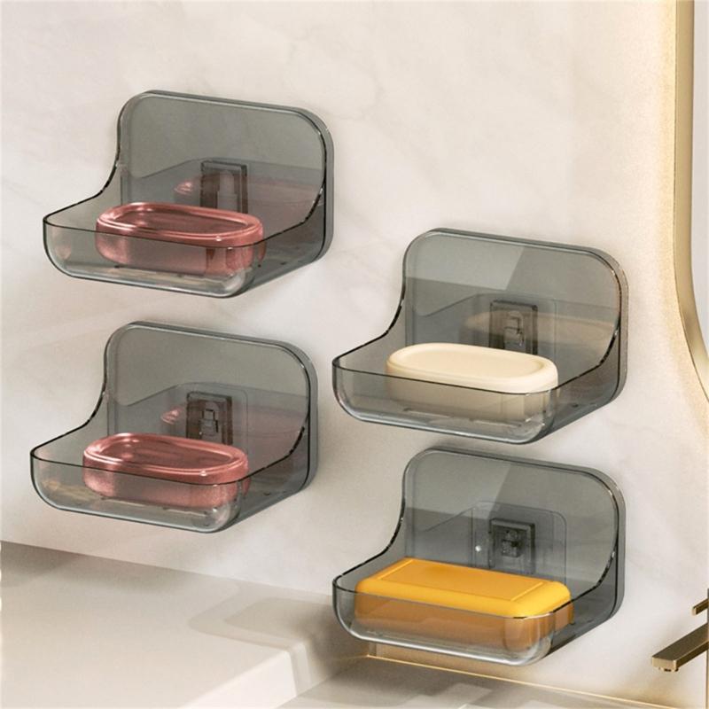 2Pcs Clearly plastic Soap Dish Modern Waterproof Soap Holder Easy Installation Bathroom Essential Shelf Kitchen Friendly