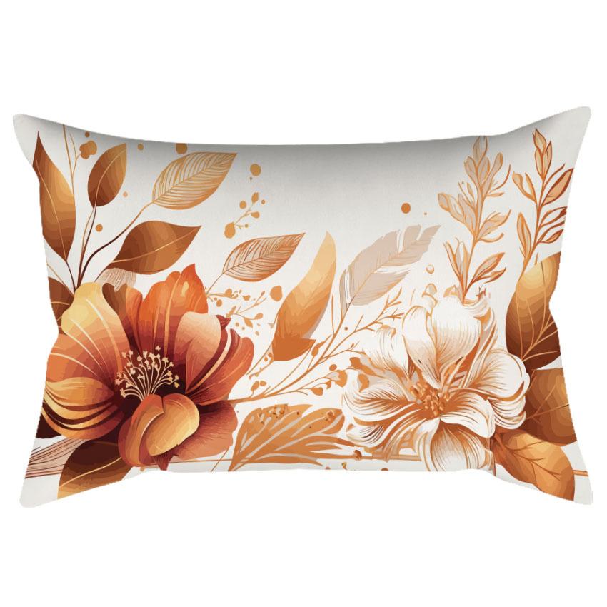 Chinese Retro Watercolor Golden Floral Print Pillowcase Home Sofa Cushion Pillowcase