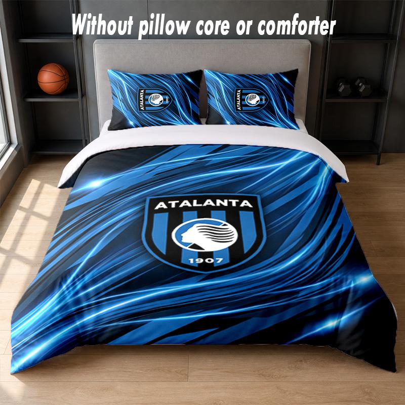 Set Biancheria da Letto Design Atalanta FC 1 Copripiumino + 2 Federe Morbido Traspirante Biancheria da Letto per la Casa