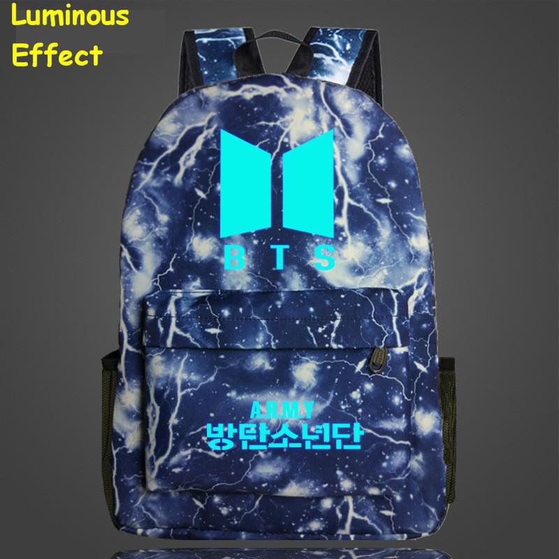 Bts Kpop Bangtan Boys Leuchtender Rucksack Mode Nylon Schulter Reise Tasche Schule