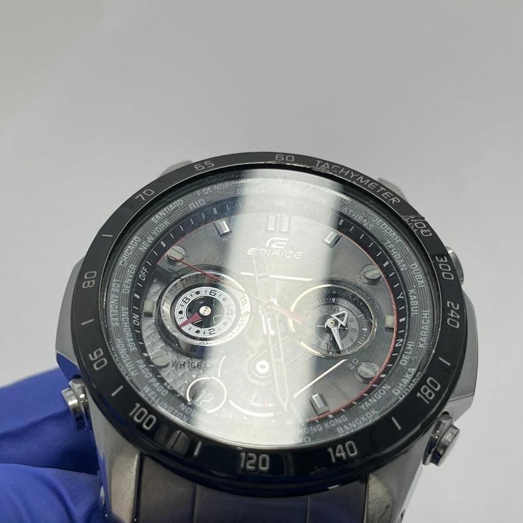 Used Casio Edifice EQW-M1000D Black Solar Radio Men's Windshield New