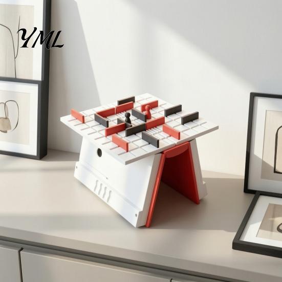 3D Printed Chess Art Wall Strategy Board Game, Book Shaped Portable Maze Tabletop Game with Built?in Storage, Gift for Him Who Has Everything Puzzle