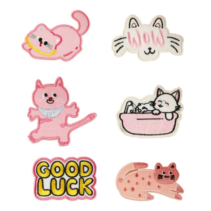 

6 Pcs Cartoon Animal Embroidered Patches Cats Iron on Patches Clothing Patches Kitten Sewing Patches for Clothes Bag 1
