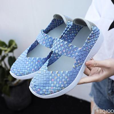 Moda Sapatos Rasteirinhas Femininos Tênis de Verão Tecido Respirável Mocassins Casuais Sapatos de Caminhada Macios Mulher Tênis Tamanho Grande 35-42 Zapatos De Mujer